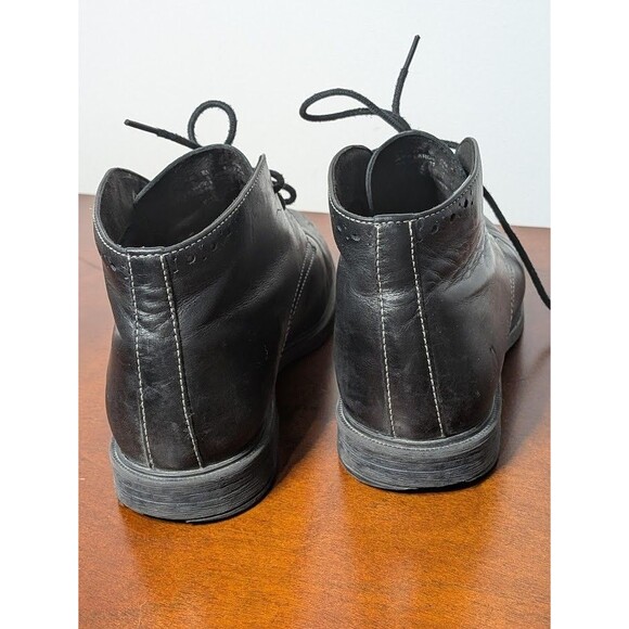 Hush Puppies Black Leather Lace Up Ankle Boots Women's 6 Wide Chukka Comfort EUC - Picture 7 of 9